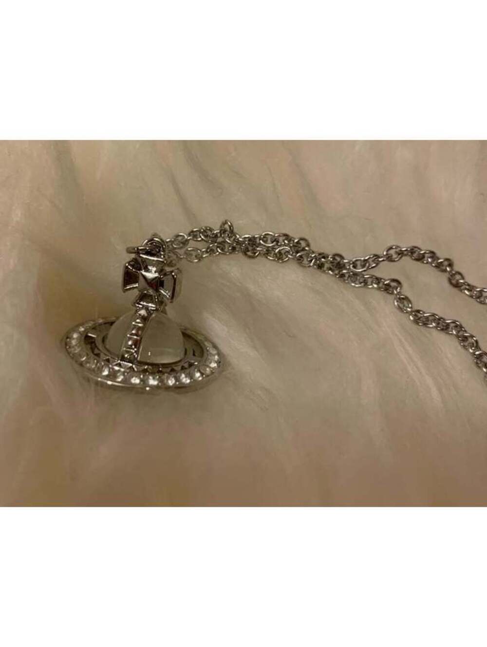 Vivienne Westwood Pina small Orb silver tone Necklace resin clear crystal